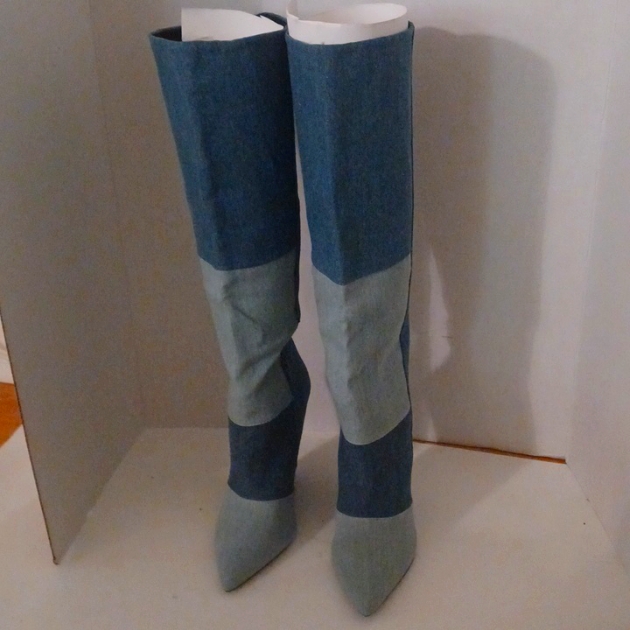 Patchwork Denim Boots
